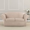 3pc Ultimate Stretch Suede Loveseat Slipcovers Cement - Sure Fit: Indoor Furniture Protector, Zipper Closure - 2 of 4