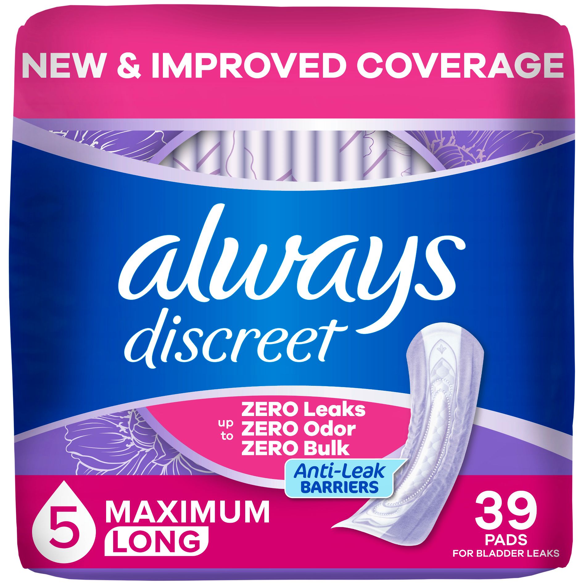 Always Discreet Drop Incontinence Pads - Heavy - Long - 39ct