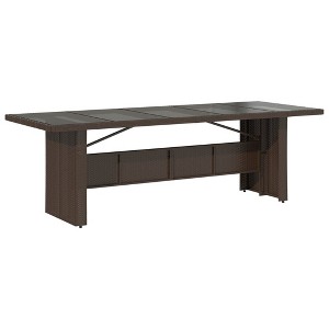 vidaXL Garden Table Brown PE Rattan 94.5 x 35.4 in - 1 of 2