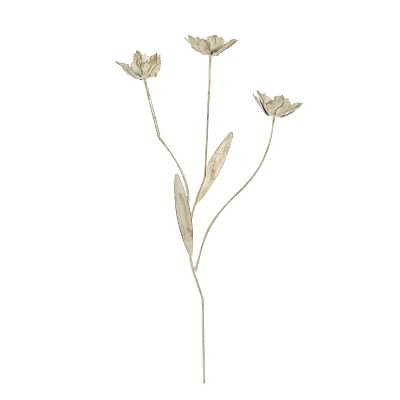 Flower Stem Plant Stake Antique White Metal by Foreside Home & Garden