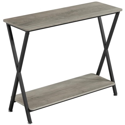 Long Narrow Console Table for Living Room, 2-Tier Farmhouse Sofa Table Behind Couch, Entryway Table with Storage Shelf