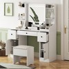 45"W Makeup Vanity Desk Vanity Table Dressing Table with 3-Mode Lighted Mirror, 3 Drawers and 2 Cabinets, White-ModernLuxe - 2 of 4