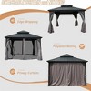 Gloweer Hardtop Gazebo, Outdoor Aluminum Frame Canopy with Galvanized Steel Roof, Permanent Metal Pavilion with Curtains and Netting - 3 of 4