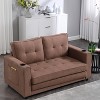 3-in-1 Convertible Futon Sofa Bed, Brown Space-Saving Daybed - 3 of 4