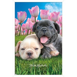 Trends International Keith Kimberlin - Bulldog Puppies Framed Wall Poster Prints - 1 of 4