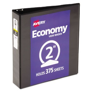 Avery Economy View Binder with Round Rings , 3 Rings, 2" Capacity, 11 x 8.5, Black, (5730) - 1 of 4