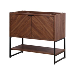 JONATHAN Y Juhl Chevron-Front Modern Minimalist 2-Shelf Bath Vanity Cabinet Only (Sink Basin Not Included) - 1 of 4