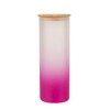 Elanze Designs Garden of Flowers Owl Pink Frosted Gradient Glass Tumbler with Bamboo Lid & Straw 25 ounce Reusable Iced Coffee or Water Cup, Whimsical - 2 of 4