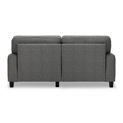 Gray Linen Reclining Sofa with Removable Cushions and Wood Frame
