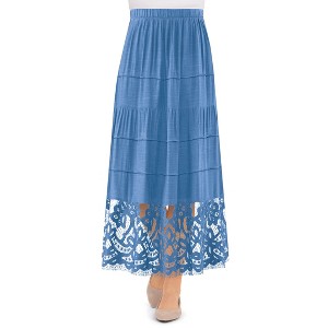 Collections Etc Lace Border Tiered Details Elasticized Waist Skirt - 1 of 4