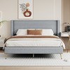 ALEXOUN Queen Size Platform Bed Frame with Corduroy Upholstered Headboard and Metal Legs, Mattress Foundation with Wooden Slats Support - 2 of 4