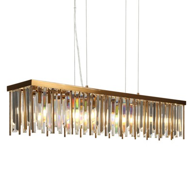 LNC Athean 7-Lights 41.3" Luxury and Glam Crystal Rectangle Island Lights,Gold