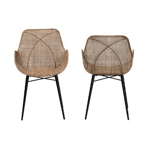 bali & pari Ballerina Rattan and Metal Dining Chair: Handcrafted, Bohemian Design - 1 of 4