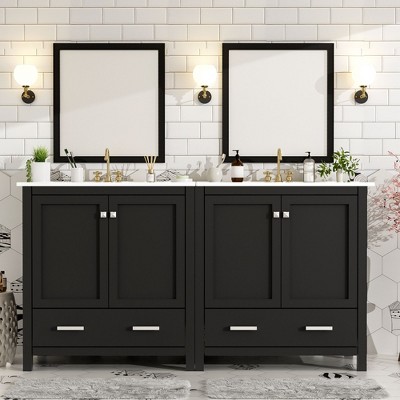 NicBex 30/36/60/72"Bathroom Vanity Set with Ceramic Sink,2 Doors&1 Drawer,Multifunctional Storage Cabinet Combo,4" Faucet Hole(No Faucet)