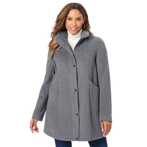 Jessica London Women’s Plus Size A-line Coat, 16 W - Medium Heather ...