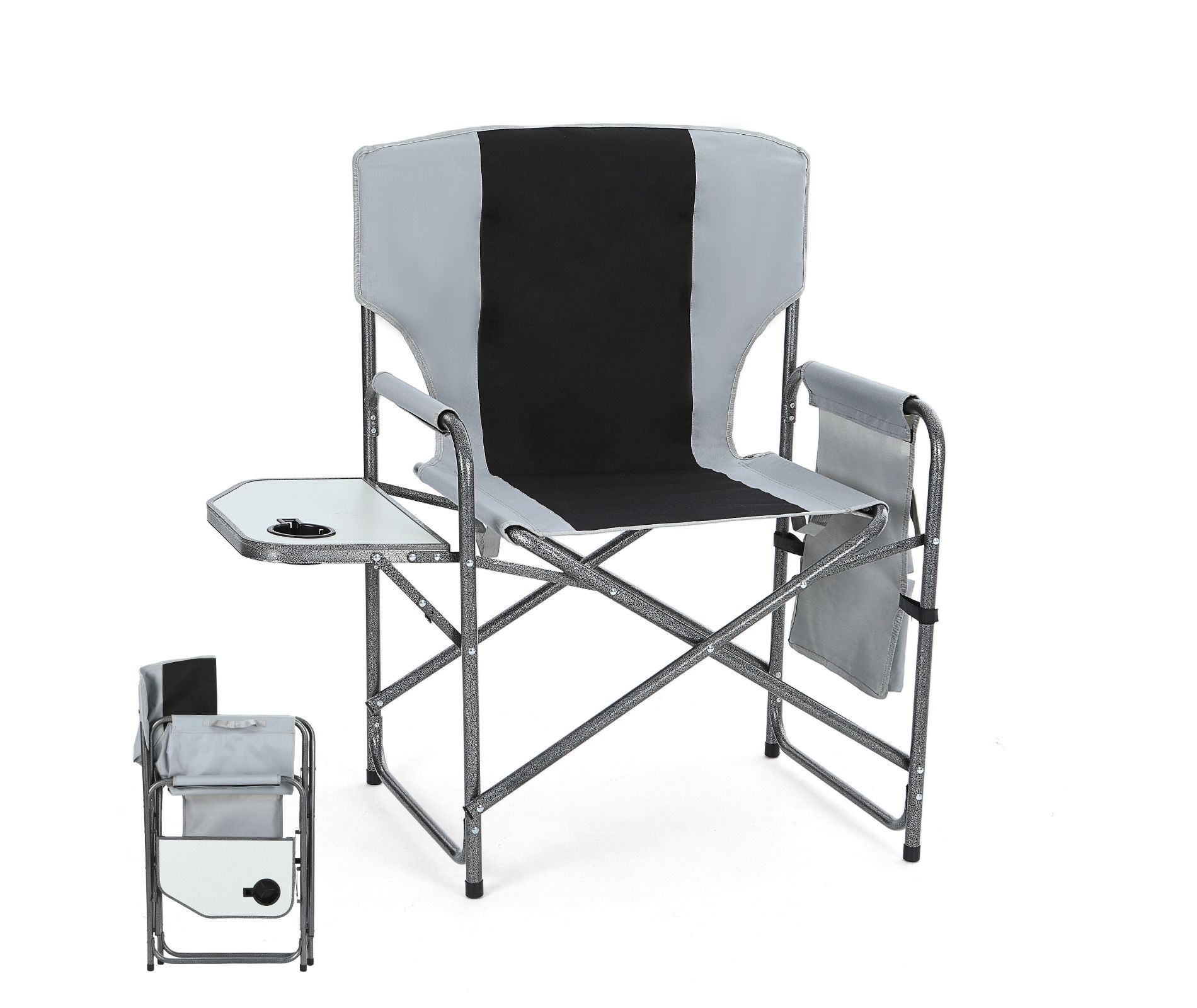 MUKE Foldable Aluminum Director’s Chair with Side Table & Pocket, Lightweight Heavy-Duty Armrest Seat for Camping, Patio, Events & Indoor Use
