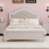 Gulches Modern Full Size Wood Bed with Hidden LED Light Upholstered Curved Headboard, No Box Spring Needed, Cream Grey - 2 of 4