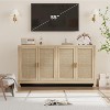 4-Door Sideboard Buffet Cabinet, Natural Rattan Storage Cabinet, Boho Entryway Console Table, Coffee Bar Station - 3 of 4