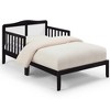 Infurnic Beds, Toddler Single Bed with Safety Guardrails and Headboard, Low To Floor Design for Toddler Children, Black, 70"*36"*27" - 2 of 4