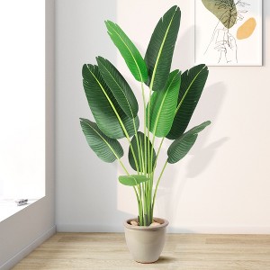 Artificial Bird of Paradise Plant 60" Tall Faux Tropical Palm Tree with 8 Lush Banana Leaf Trunks,Indoor & Outdoor Decorative Plant for Home,Patio - 1 of 4