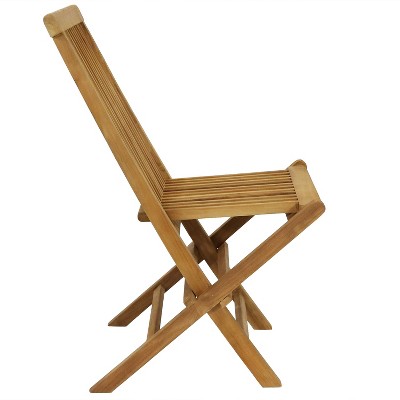 Hyannis Teak Wood Foldable Slat Back Outdoor Dining Chair - Light Brown