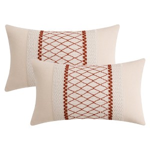 REGALWOVEN Geometry Weave Patchwork Throw Pillow Covers for Sofa Farmhouse Living Room Decor 2 Pcs - 1 of 4