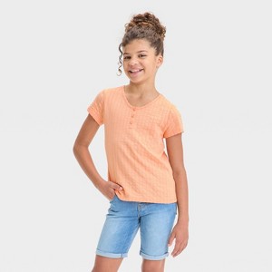 Girls' Short Sleeve Pointelle T-Shirt - Cat & Jack™ - 1 of 3