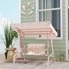 Qaba Kids Patio Swing, 2-Seater Outdoor Porch Swing Bench with Adjustable Canopy, Safety Belt for Patio, Garden, Poolside, Balcony - 3 of 4