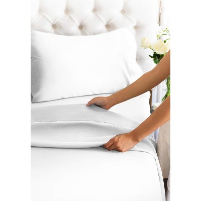 White Full Size Cotton Deep Pocket Sheet Set