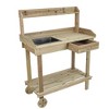 LuxenHome Natural Wood Mobile 1-Drawer 2-Shelf Potting Bench with Storage Brown - 3 of 4