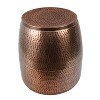 happimess Merida Modern Rustic Hammered Metal Drum Storage Side Table with Lid - 3 of 4