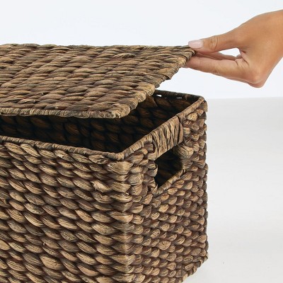Brown Wicker Rectangular Storage Basket Set of 3