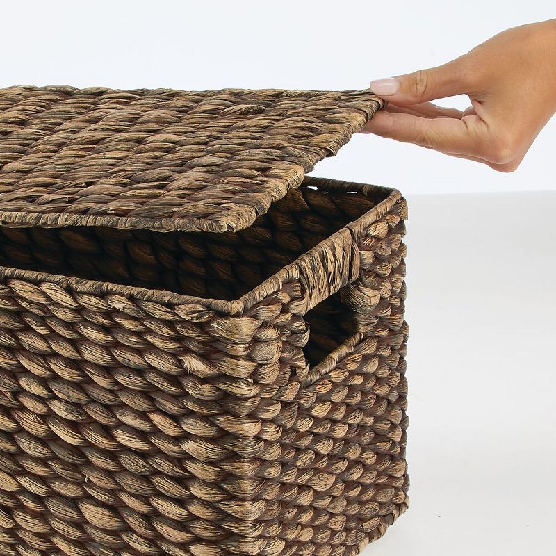 mDesign Woven Water Hyacinth Storage Basket, Lid/Handles, Set of 3, 5 of 11