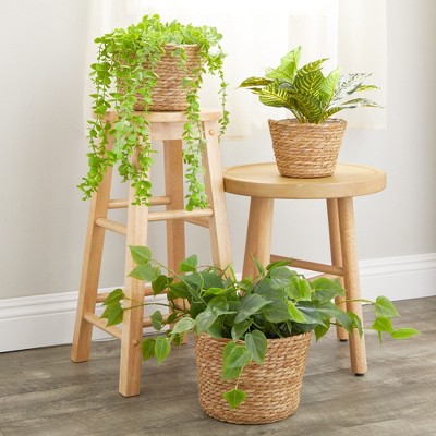 Juvale 3-Piece Natural Seagrass Woven Planter Set with Plastic Lining