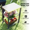 FURNIinspire Outdoor Grills, Griddles and Smokers Functional Outdoor Kitchen Station with Locking Wheels, Storage Shelves, Black, 37.4"*27.6"*19.7" - 4 of 4
