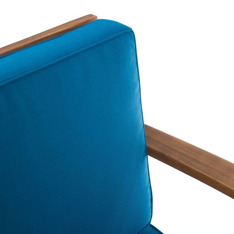 Perla 4pk Acacia Wood Club Chairs - Teak/Blue - Christopher Knight Home, 5 of 9