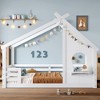 Twin/Full Montessori Bed Frame House Floor Bed, Platform Bed with Window, Built-in Shelf & House-Shaped Roof - ModernLuxe - 2 of 4