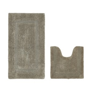 Lux Premium 100% Cotton Tufted Solid Reversible 2 PC Bath Rug Set – Ultra-Soft, Water-Absorbent, Durable, Machine Washable Bathroom Rug - 1 of 4