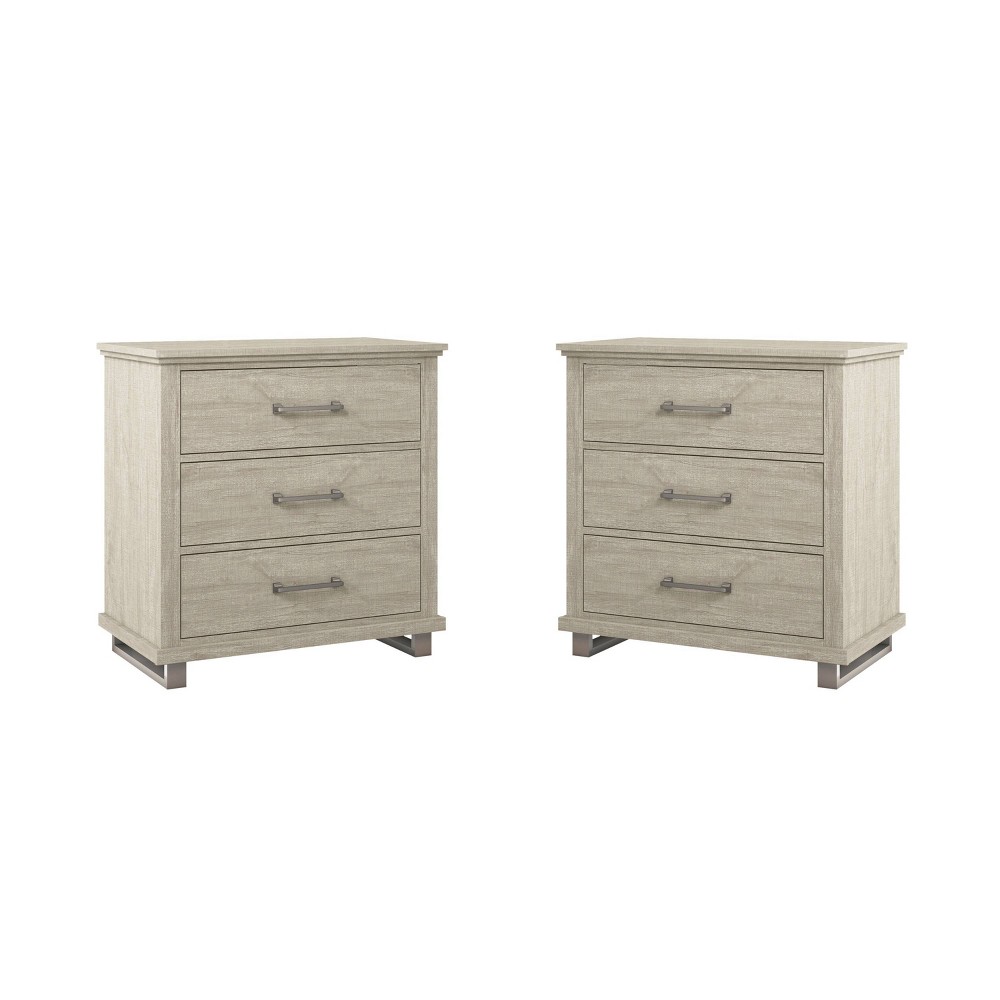 Photos - Storage Сabinet Set of 2 32'' Night Stand Beige - Accent Furniture