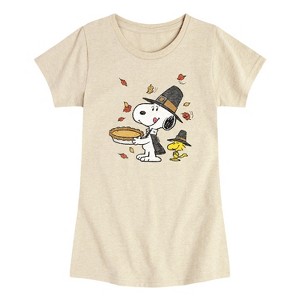 Girls' - Peanuts - Thanksgiving Scene Short Sleeve Graphic T-Shirt - 1 of 3