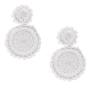 SOHI Women's White  Beaded Circular Drop Earrings - 1 of 3