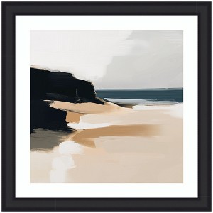 Kate and Laurel Framed Art Coastal Sand Modern Abstract Landscape I by The Creative Bunch Studio, 27x27, Oliver Black Narrow - 1 of 4