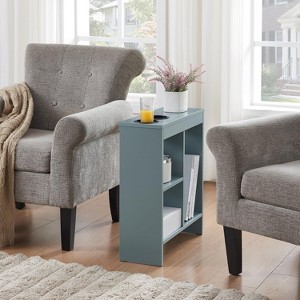 Kings Brand Furniture Side End Table w/Drink Holders, Storage Shelves, Magazine Rack, Slim Nightstand - 1 of 4