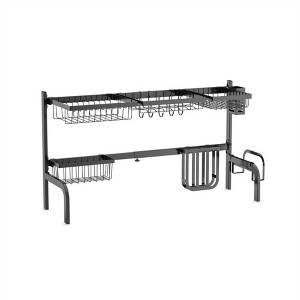 SEVOBAL Kitchen Storage 2 Tier Extendable Over Sink Dish Rack with Multiple Holders for Kitchen Organization, Black, 21.65"*11.81"*7.87" - 1 of 4