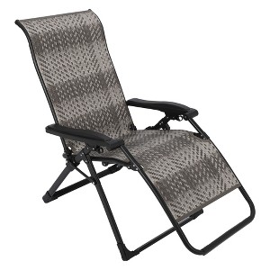 1 PCS Patio Rattan Reclining Folding Chair, Adjustable & Portable Lounge Chair, Iron Pipe Frame - 1 of 4