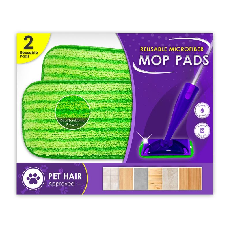 Turbo Mops Microfiber Mop Pads - 12-Inch Refills for Hardwood Floors - Compatible W/ Swiffer Wet Jet, Bona and Other Mops, 1 of 10