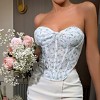 Women's Sheer Mesh Corset Top Underwire Bustier Sexy Bralette with Boning for Club Party Night Out blue L - 2 of 4