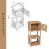 Evideco French Home Goods Compact Bathroom Storage Cabinet with Open Shelves and Vented Door, Natural - Trinidad Collection - 3 of 4