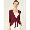 INSPIRE CHIC Women's Tie Front Long Sleeve Crop Ruffle Knit Cardigan Sweaters - 2 of 4