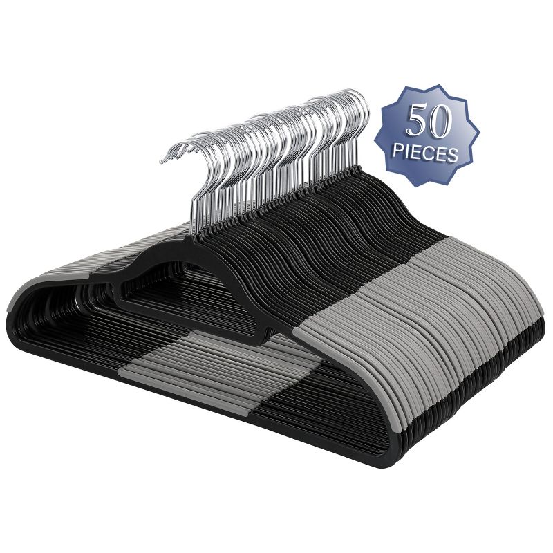 Elama Home 50 Piece Plastic Non Slip Hanger in Black and Gray, 1 of 8